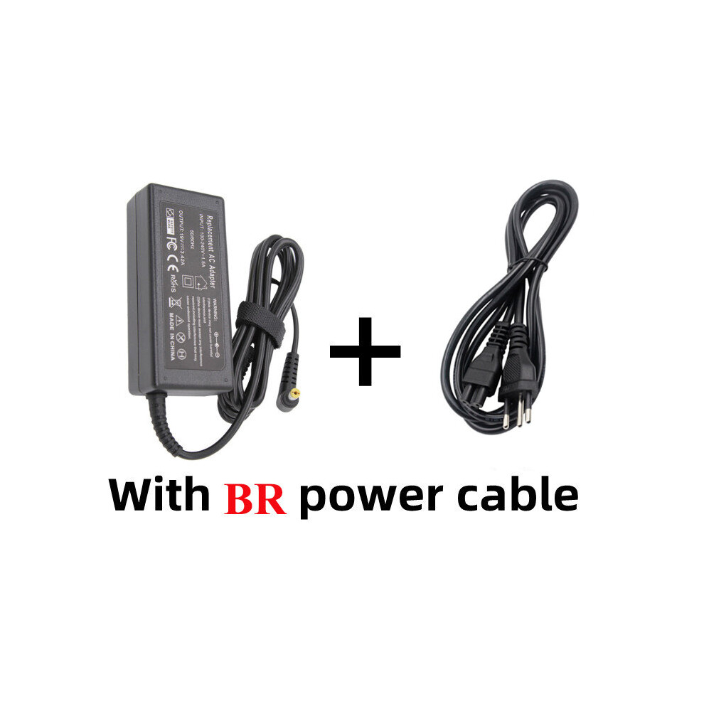 (A-Adapter With Br) 19V 3.42A 65W 5.5*1.7Mm Ac Laptop Charger Power Adapter For Acer Aspire 5315 5630 5735 5920 5535 5738 6920 7520 Notebook 4855672921858