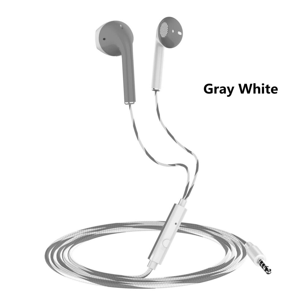 (A- Gray) 3.5Mm New Macaronwired Headphones Stereo Music Earbuds Sports Gaming Headset With Microphone For All Smartphones White/Gray 4851205023105
