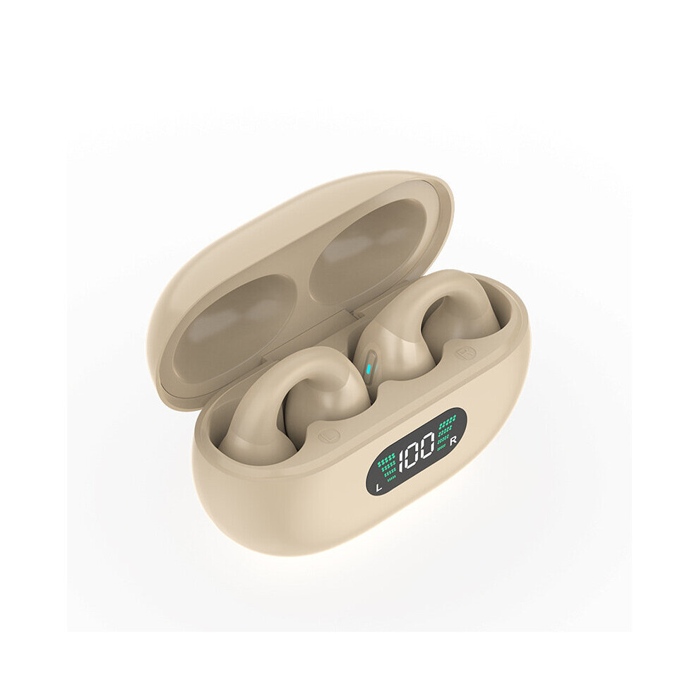 (A-) Bone Conduction Concept Tws Wireless Headphones Bluetooth 5.3 Earphones Earclip Touch Control Earbuds Sports Hifi Bass Headsets Beige 4851204953687