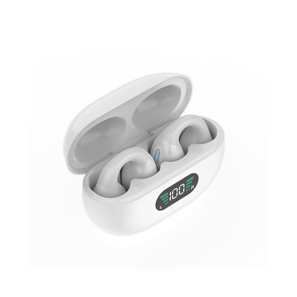 (A-) Bone Conduction Concept Tws Wireless Headphones Bluetooth 5.3 Earphones Earclip Touch Control Earbuds Sports Hifi Bass Headsets White 4851204953731