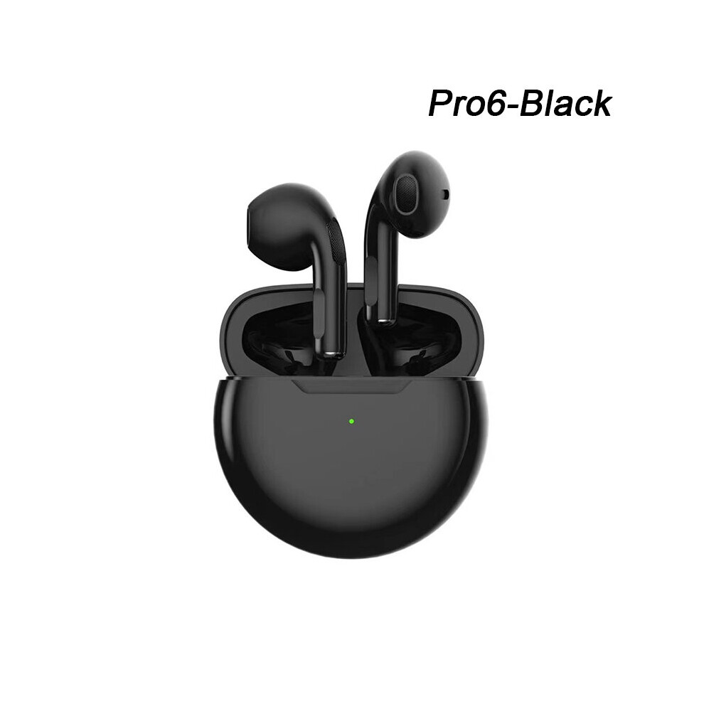 (A- Headphones) Air Pro 6 Tws Wireless Headphones With Mic Fone Bluetooth Earphones Sport Earbuds Pro6 J6 Headset For Apple Iphone Xiaomi Huawei Black 4851204978307