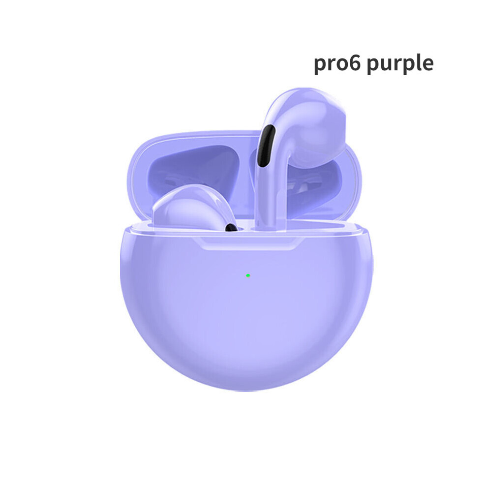 (A- Headphones) Air Pro 6 Tws Wireless Headphones With Mic Fone Bluetooth Earphones Sport Earbuds Pro6 J6 Headset For Apple Iphone Xiaomi Huawei Purple 4851204978352