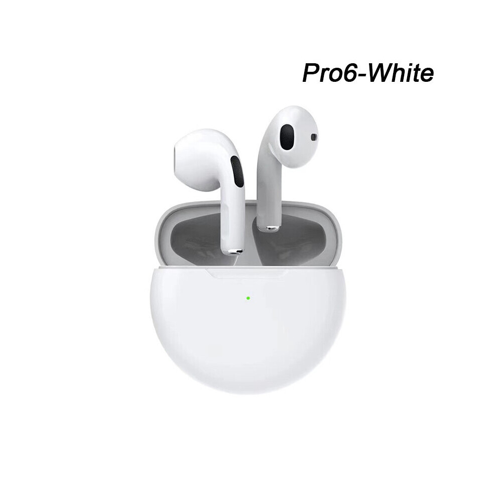 (A- Headphones) Air Pro 6 Tws Wireless Headphones With Mic Fone Bluetooth Earphones Sport Earbuds Pro6 J6 Headset For Apple Iphone Xiaomi Huawei White 4851204978369