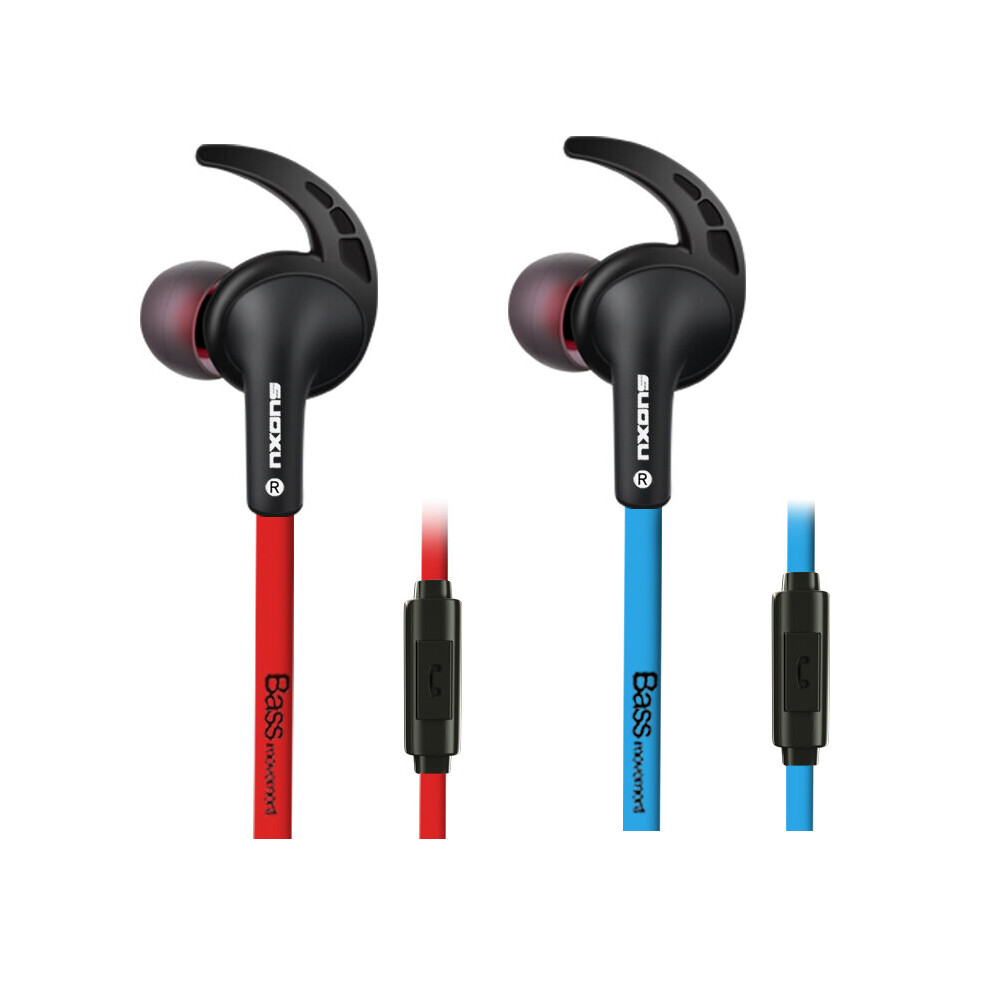 (A- And Blue) 3.5Mm Wi Headphones In Ear Stereo With Bass Earbuds Gaming Earphone Music Headphones Sport Earphones With Microphone Red/Blue 4851204895161