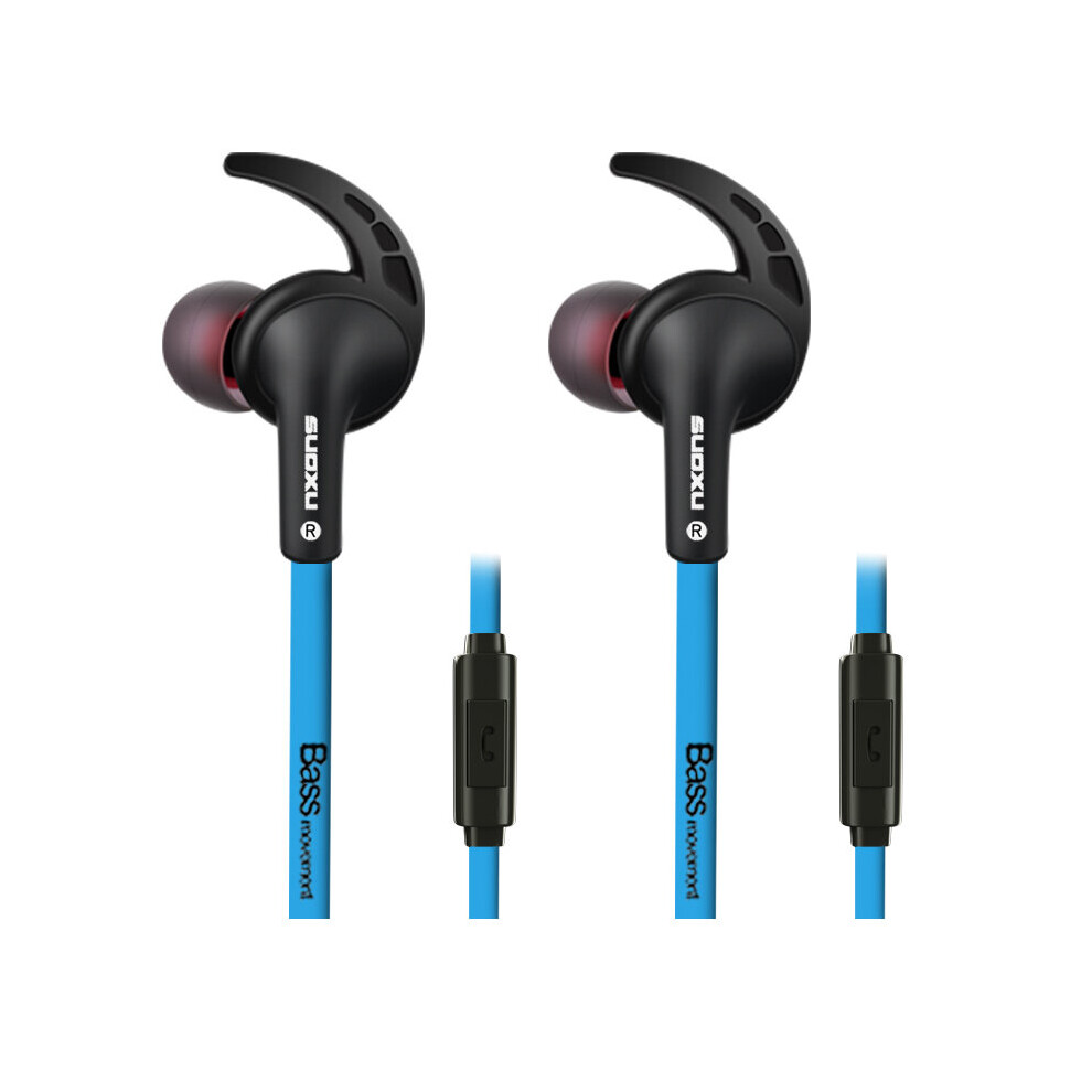 (A- And ) 3.5Mm Wired Headphones In Ear Stereo With Bass Earbuds Gaming Earphone Music Headphones Sport Earphones With Microphone Blue 4851204895147