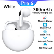 (a-Pro 6-White) Original Air Pro 6 TWS Wireless Headphones Bluetooth Earphones Earpod Earbuds With Mic Headset For Apple iPhone Xiaomi Android