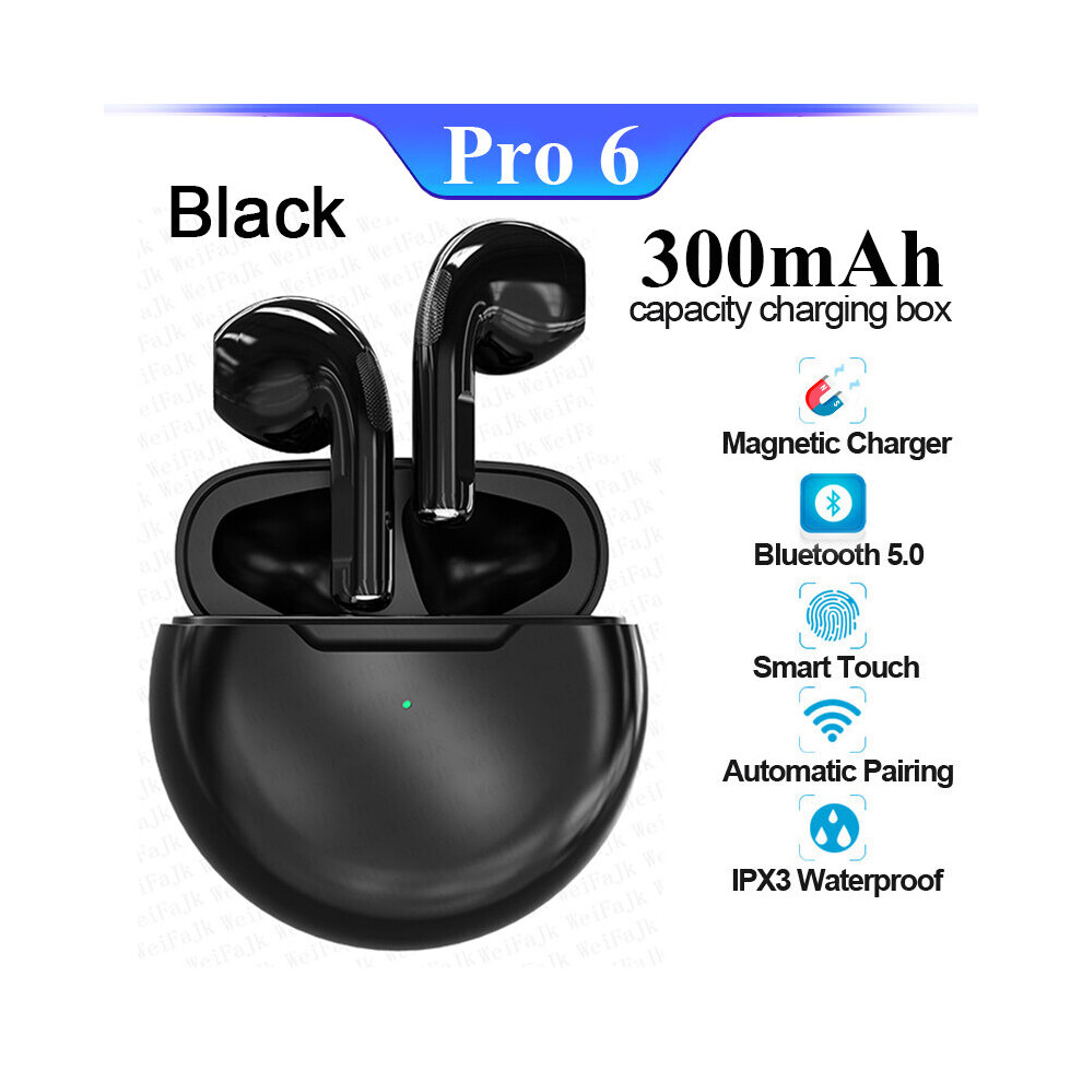 (A-Pro 6-) Original Air Pro 6 Tws Wireless Headphones Bluetooth Earphones Earpod Earbuds With Mic Headset For Apple Iphone Xiaomi Android Black 4851204976136
