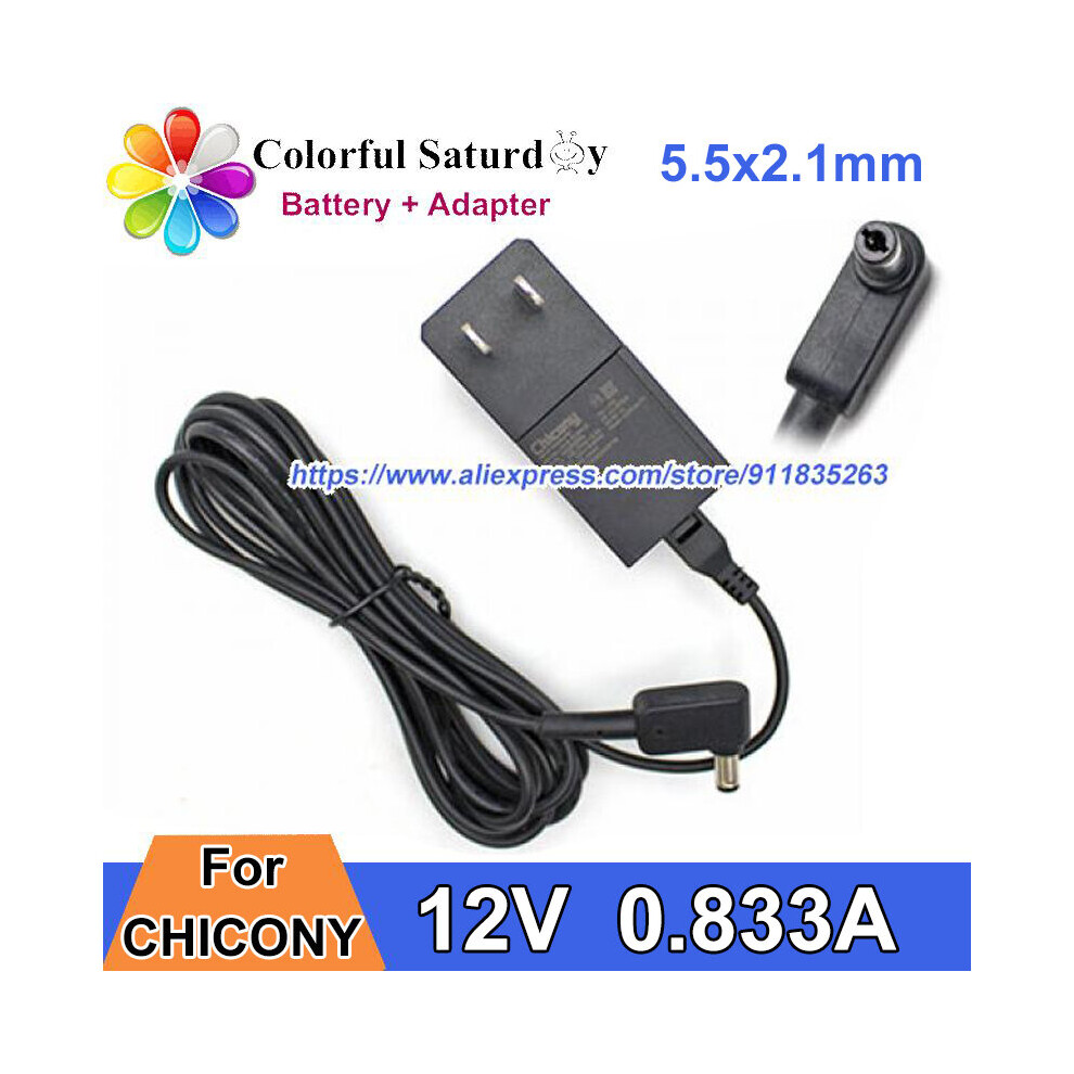 (A-) Us Plug Chicony 12V 0.833A 10W Ac Adapter Power Supply A16-010N1a Original Laptop Charger 5.5X2.1mm 4855672974809
