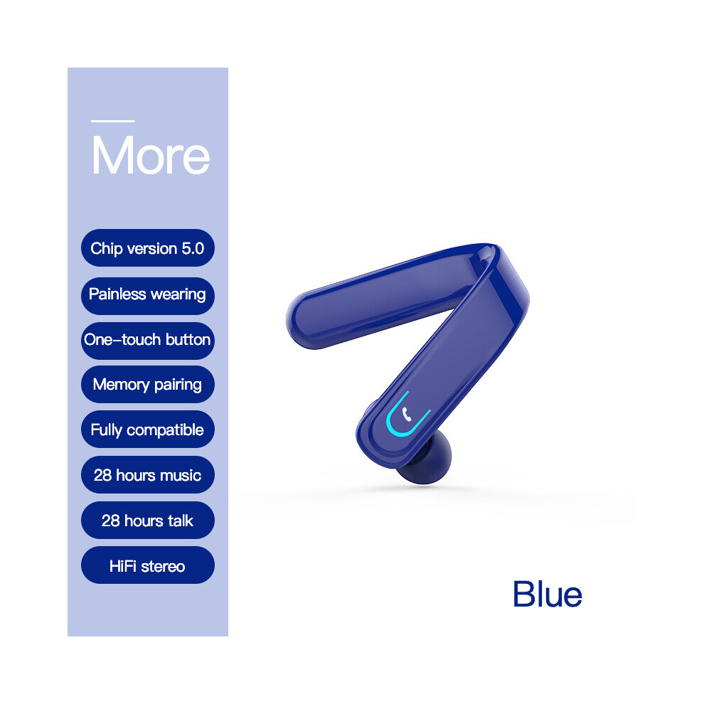 (A-) New Earphone Yx18 Tooth 5.0 Headset Wireless Ear Hook Earphone Business Sport Handsfree Earbuds With Mic Blue 4851205062999