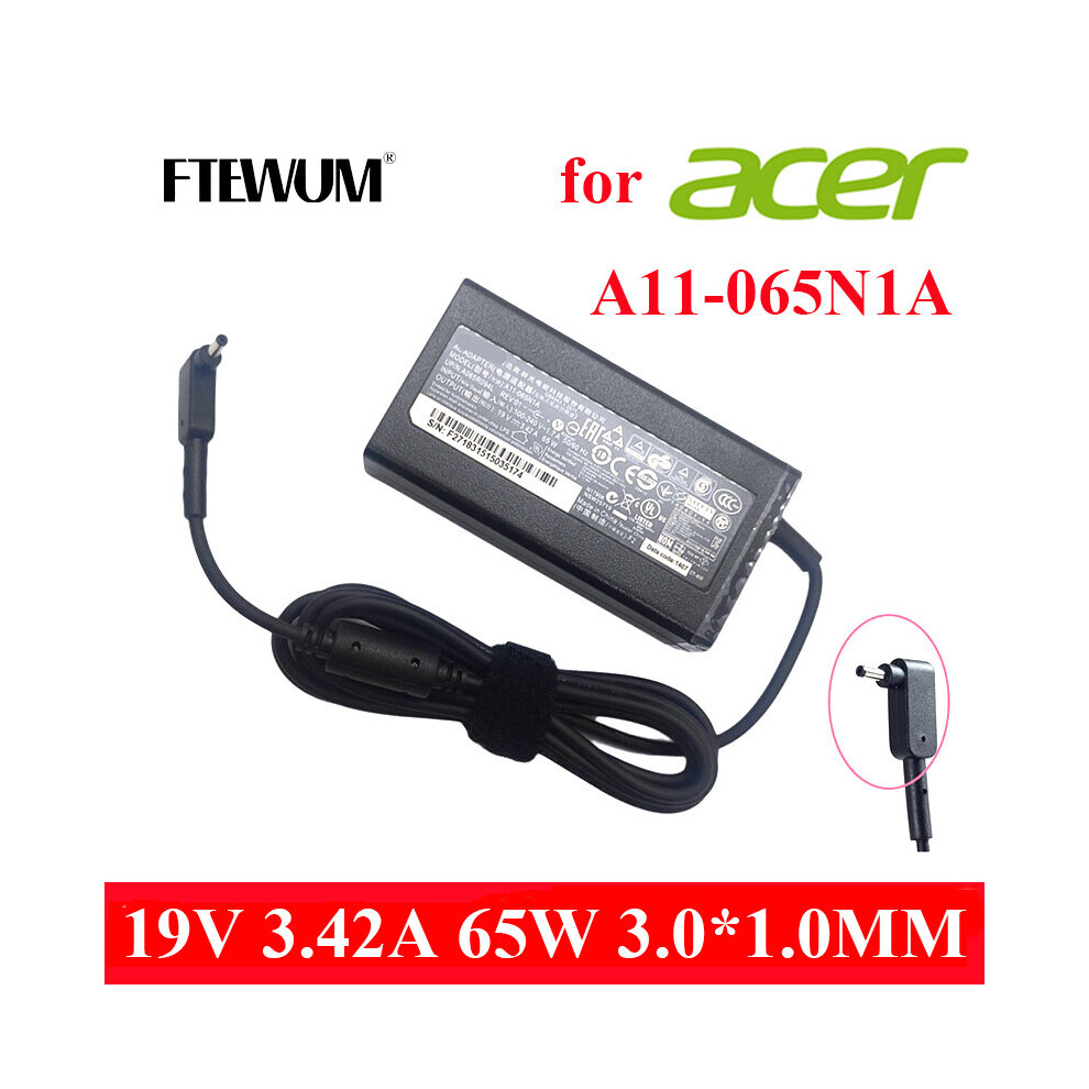 (A-) Original 19V 3.42A 65W Charger 3.0*1.0Mm Laptop Adapter For Acer A11-065N1a Pa-1650-86 ?S3-951 S5-371 S7-391 P3-131 C740 W700 4855672969751