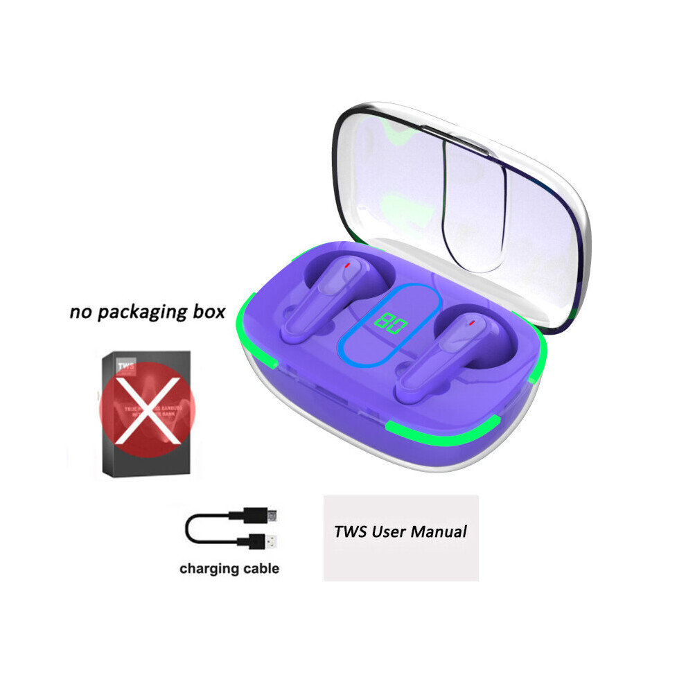 (A-) 2022 Tws Bluetooth Headset Outdoor Sports Wireless Headset 5.3 With Charging Compartment Touch Headset Earbuds For Ios Android Purple 4851205002230