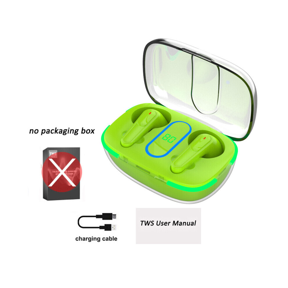 (A-) 2022 Tws Bluetooth Headset Outdoor Sports Wireless Headset 5.3 With Charging Compartment Touch Headset Earbuds For Ios Android Green 4851205002216