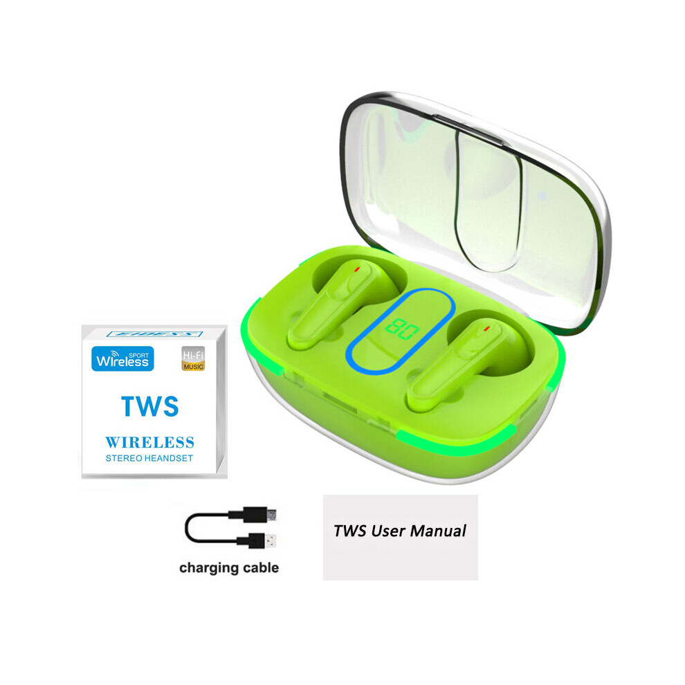 (A-Box) 2022 Tws Bluetooth Headset Outdoor Sports Wireless Headset 5.3 With Charging Compartment Touch Headset Earbuds For Ios Android Green 4851205002223