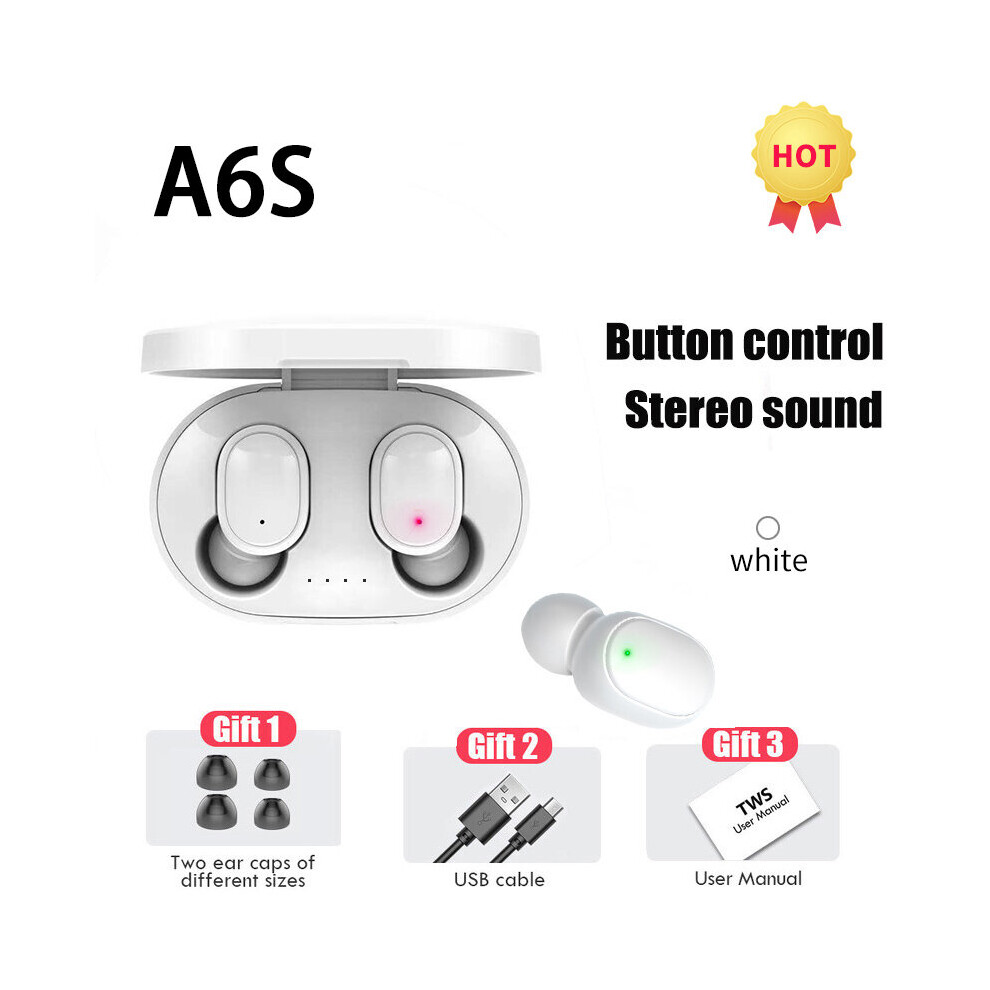 (A- Earbuds) Original A6s Tws Wireless Bluetooth Headset With Mic Air Pro Earbuds For Xiaomi Noice Cancelling Earphone Bluetooth Headphones White 4851204876443
