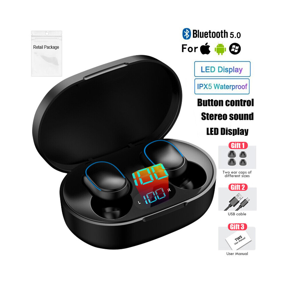 (A-) Wireless Earphones Bluetooth-Compatiblev 5.0 Wireless Earbuds In Ear Sports Headset E7s Tws Handsfree Earphones For Mobile Phone Black 4851204875422