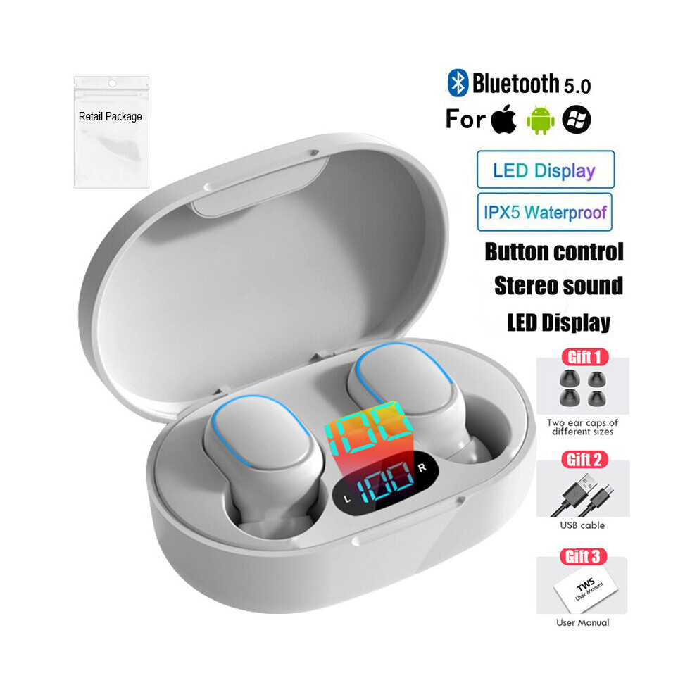 (A-) Wireless Earphones Bluetooth-Compatiblev 5.0 Wireless Earbuds In Ear Sports Headset E7s Tws Handsfree Earphones For Mobile Phone White 4851204875453