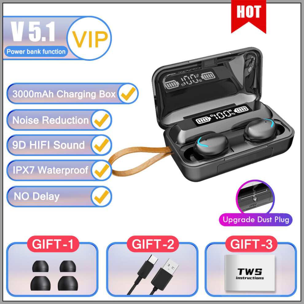 (A-Bluetooth Headphones) Bluetooth Headphones F9 Earphone Bluetooth Wireless Headset Gaming Earbuds Noise Cancelling With Mic Charging Box 4851205016183