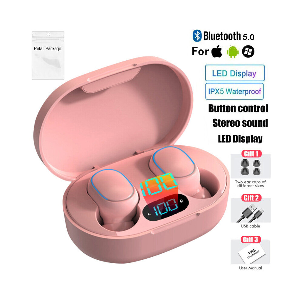 (A-) Wireless Earphones Bluetooth-Compatiblev 5.0 Wireless Earbuds In Ear Sports Headset E7s Tws Handsfree Earphones For Mobile Phone Pink 4851204875446