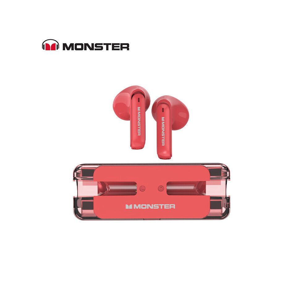 (A-) Monster Xkt08 Gaming Earphone Ture Wireless Bluetooth 5.3 Headphones Low Latency Noise Uction Earbuds Headset With Mic New Red 4851204916606