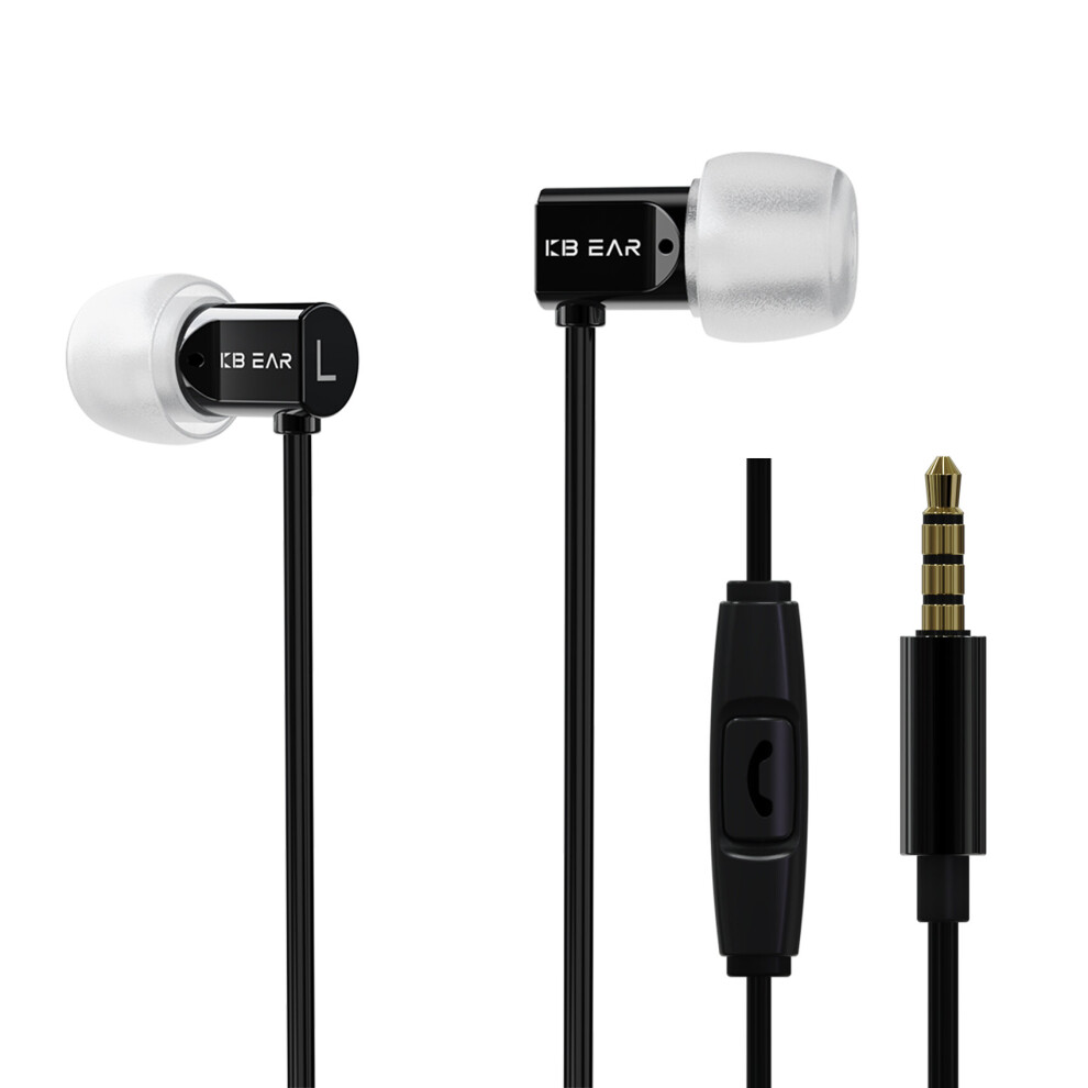 (A- With Mic) Kbear Dumpling 6Mm Composite Diaphragm Earphone Noise Cancellation In-Ear Earbud Music Sport Headset Hd Calling Black 4851205057179