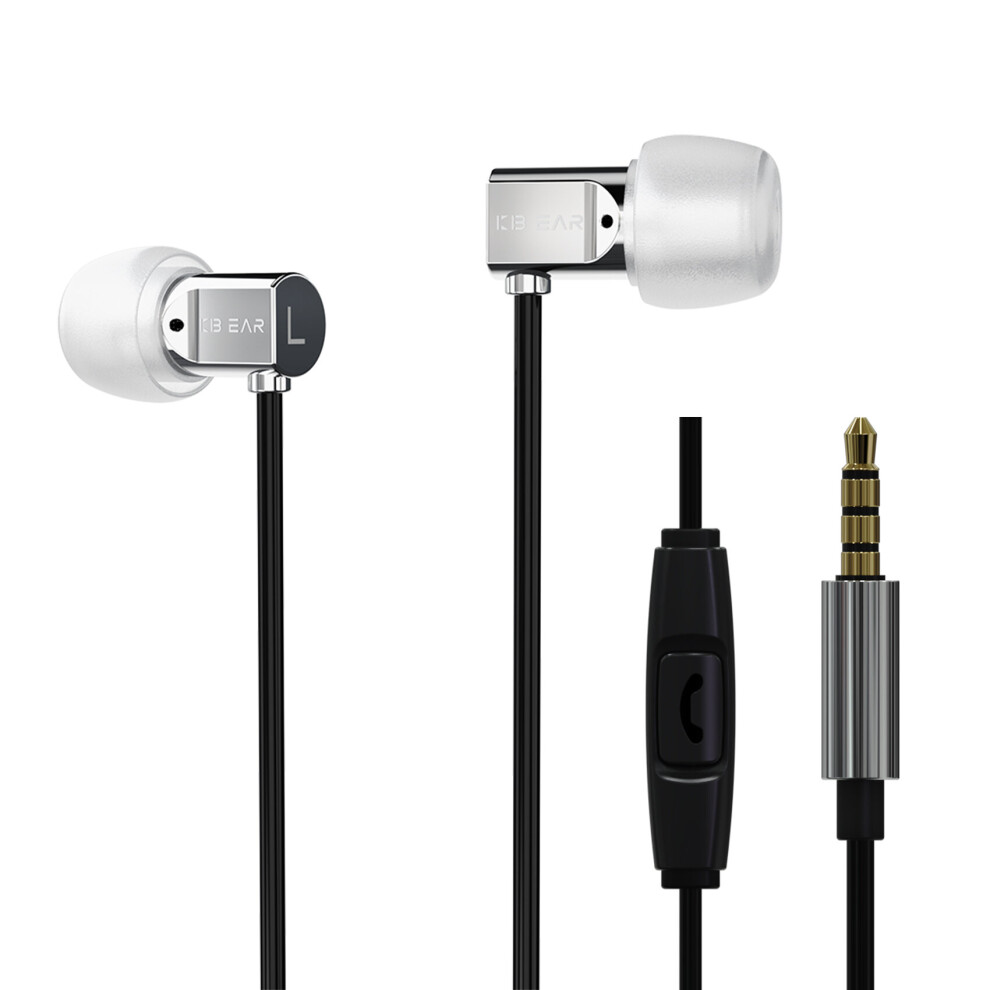 (A- With Mic) Kbear Dumpling 6Mm Composite Diaphragm Earphone Noise Cancellation In-Ear Earbud Music Sport Headset Hd Calling Silver 4851205057216