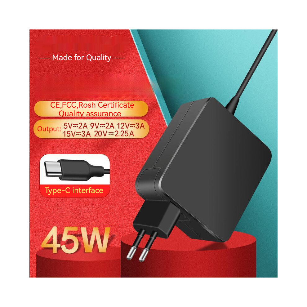 (A-Eu Plug) 20V 2.25A 45W Type-C Laptop Ac Adapter Charger For Dell Latitude 11 5179 5175 5289 7370,12 5285 5289 7275 7285,13 7370,14 7490 4855672952142