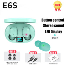 (a-Green Earbuds) E6S Air Pro Fone Bluetooth Earphones Wireless Headphones LED Display Noise Cancelling Earbuds by Mic Wireless Bluetooth Headset