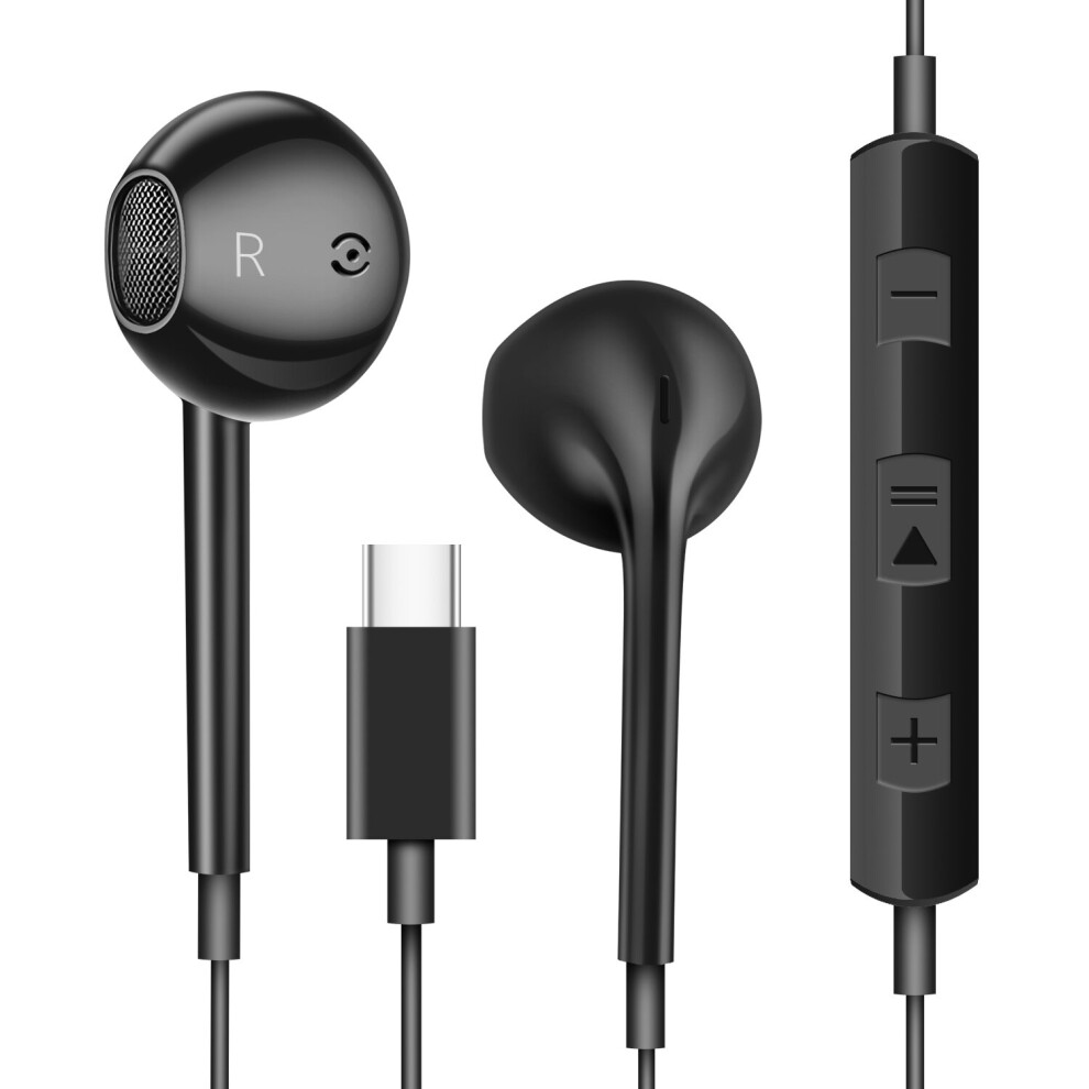 (A-) For Samsung Galaxy S22/S21/S20 Fe/Note 20/10 Wired Usb-C Type C Earphone With Bass Earbuds Music Sport Gaming Sport Headset Mic Black 4851204900278