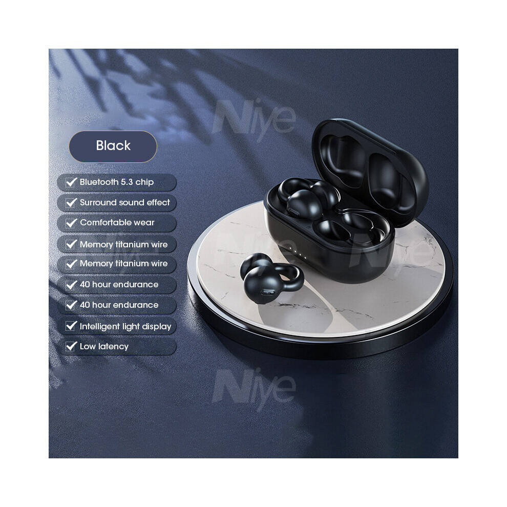(A-) Tws Wireless Headphones Bluetooth 5.3 Bone Conduction Earphones Earclip Design Touch Control Waterproof Earbuds Sports Headset Black 4851205037867
