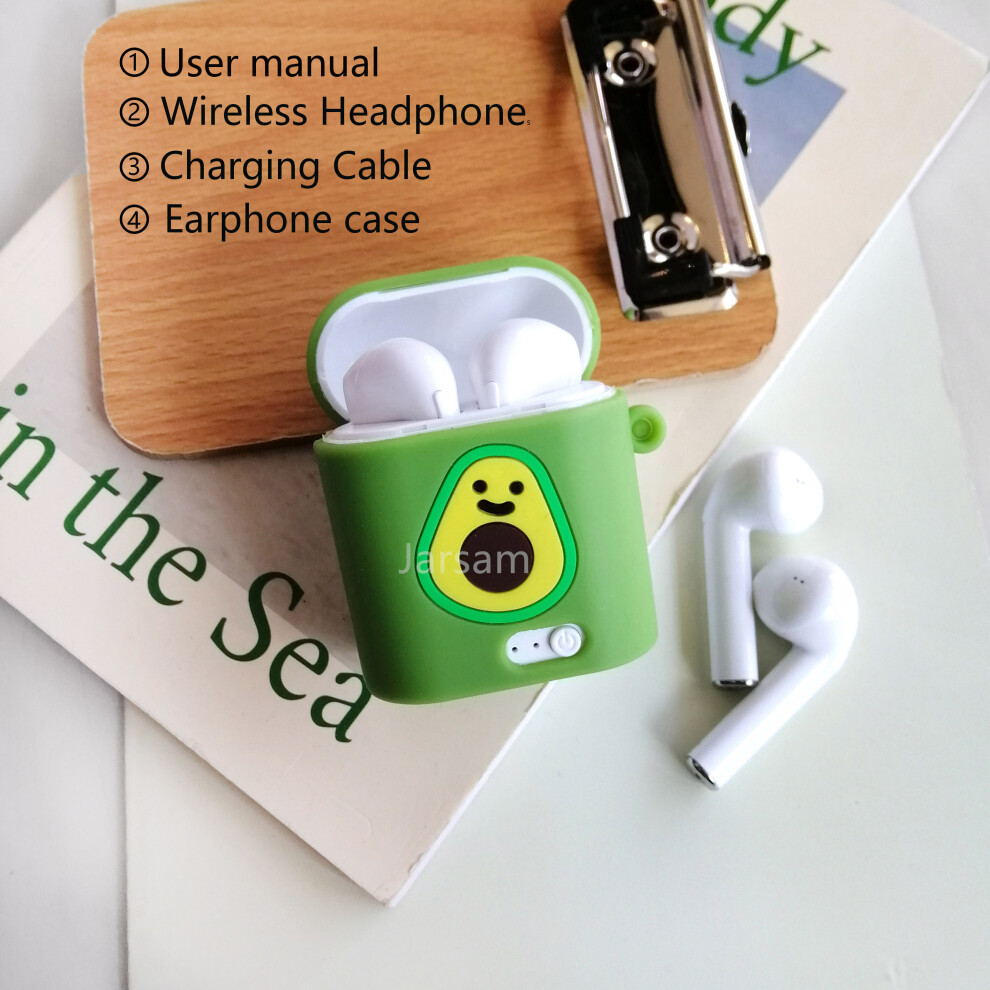 (a-avocado) New TWS Wireless Earphones Bluetooth Matte Earbuds Headset Wireless Headphones for xiaomi iphone Charging Box