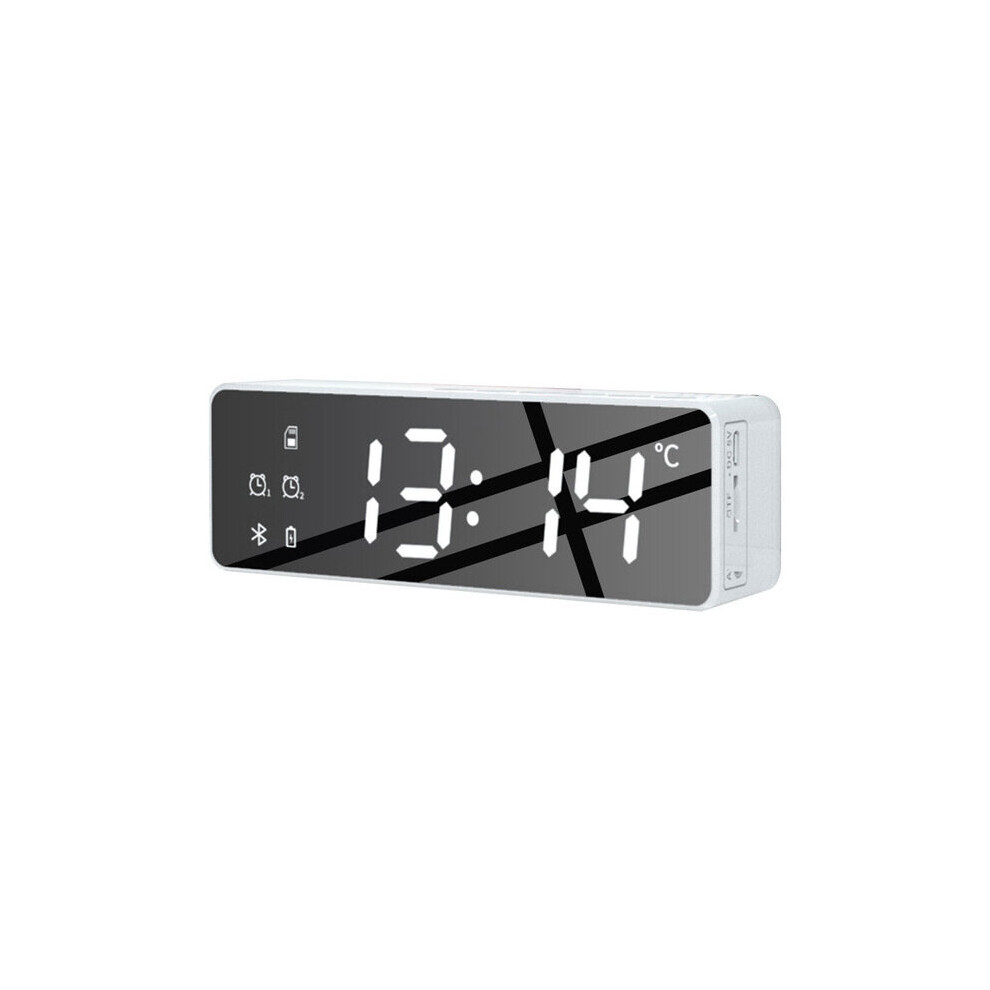 (A-) Tf Card Bass Speaker Boom For Xiaomi Wireless Bluetooth Speaker Fm Radio Sound Box Desktop Alarm Clock Subwoofer Music Player White 4854472210094