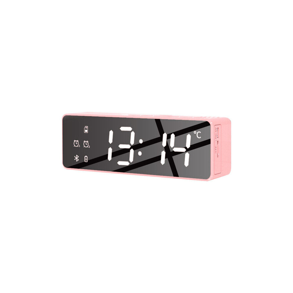 (A-) Tf Card Bass Speaker Boom For Xiaomi Wireless Bluetooth Speaker Fm Radio Sound Box Desktop Alarm Clock Subwoofer Music Player Pink 4854472210070