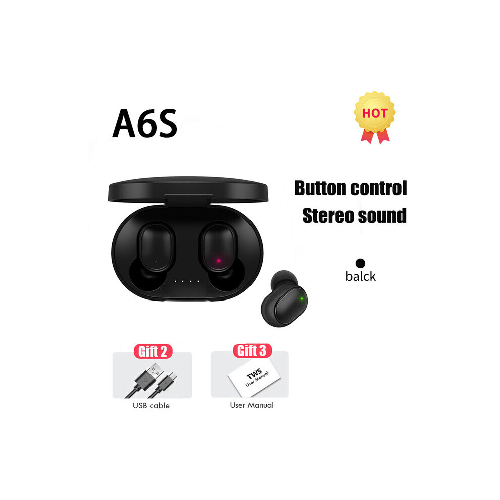(A-) Original A6s Fone Tws Wireless Bluetooth Headset With Mic Earbuds For Xiaomi Noice Cancelling Earphone Bluetooth Headphones Black 4851204971728