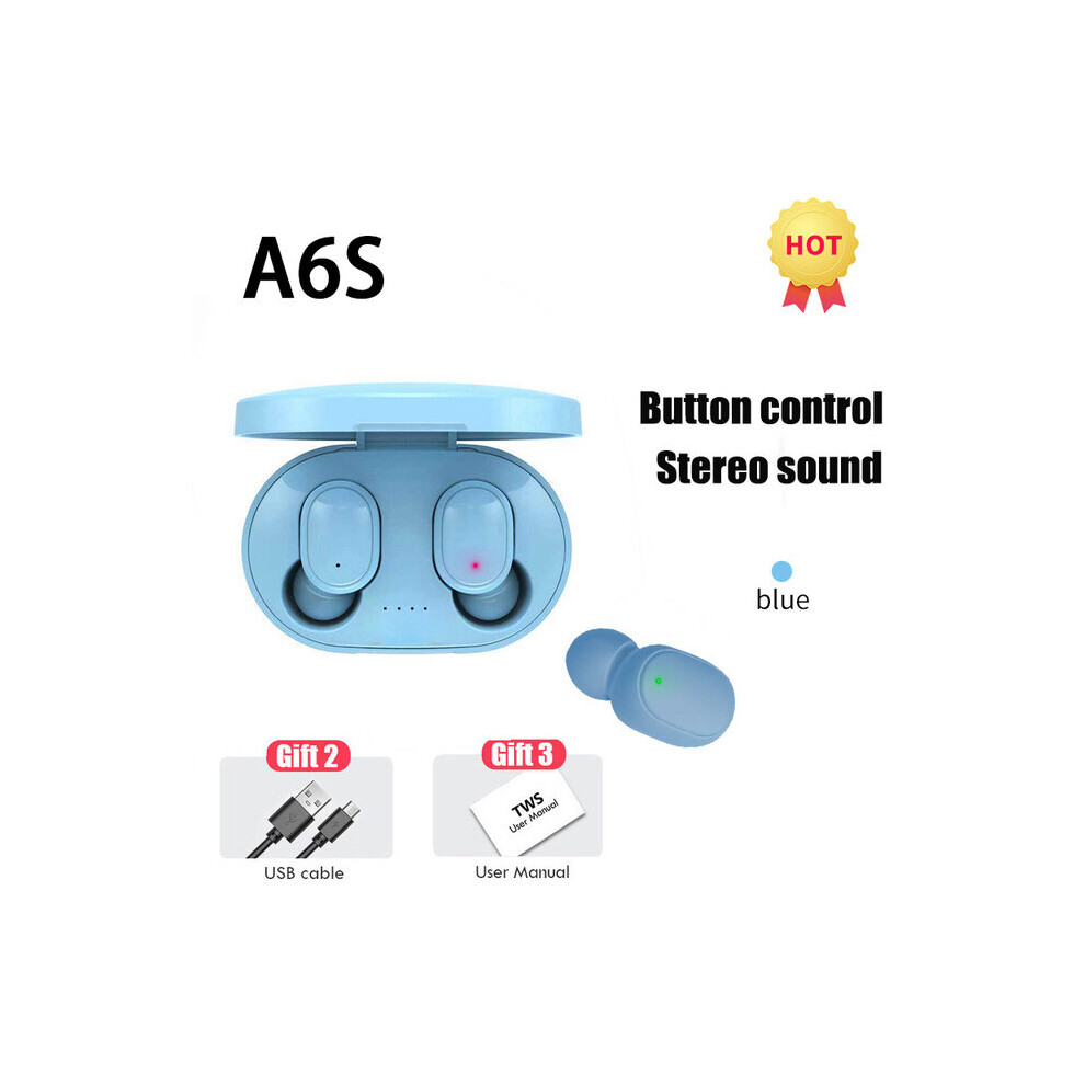 (A-) Original A6s Fone Tws Wireless Tooth Headset With Mic Earbuds For Xiaomi Noice Cancelling Earphone Tooth Headphones Blue 4851204971742