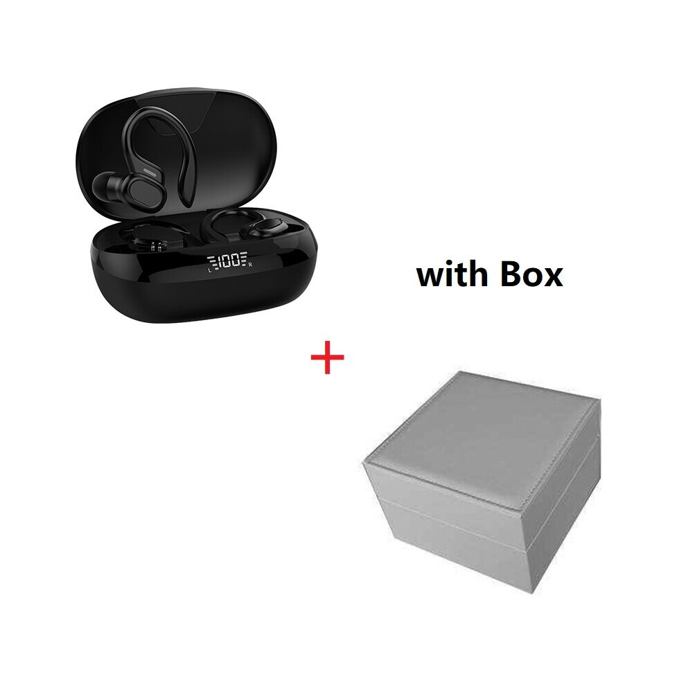 (A- With Box) Bluetooth Earphones Tws Sports Ear Hook Hifi Stereo Bass Bluetooth 5.3 Wireless Earbuds With Microphone Waterproof Headphones Black 4851204882031