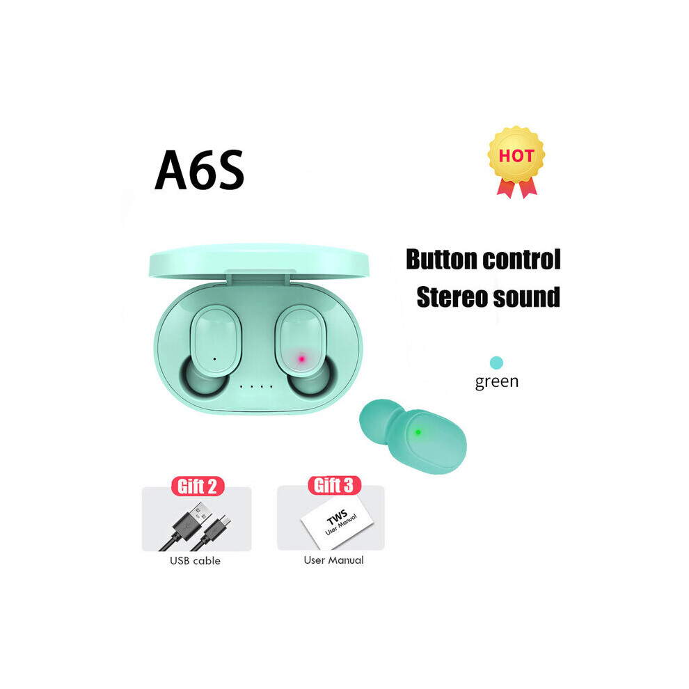 (A-) Original A6s Fone Tws Wireless Bluetooth Headset With Mic Earbuds For Xiaomi Noice Cancelling Earphone Bluetooth Headphones Green 4851204971759