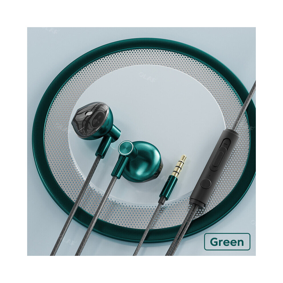 (A- 3.5Mm) 3.5Mm/Type-C Headphones Sport Music Headset 9D Surround Earphones Mic In-Ear Wired Headphones Universal Earbud Earphone With Mic Green 4851204942964