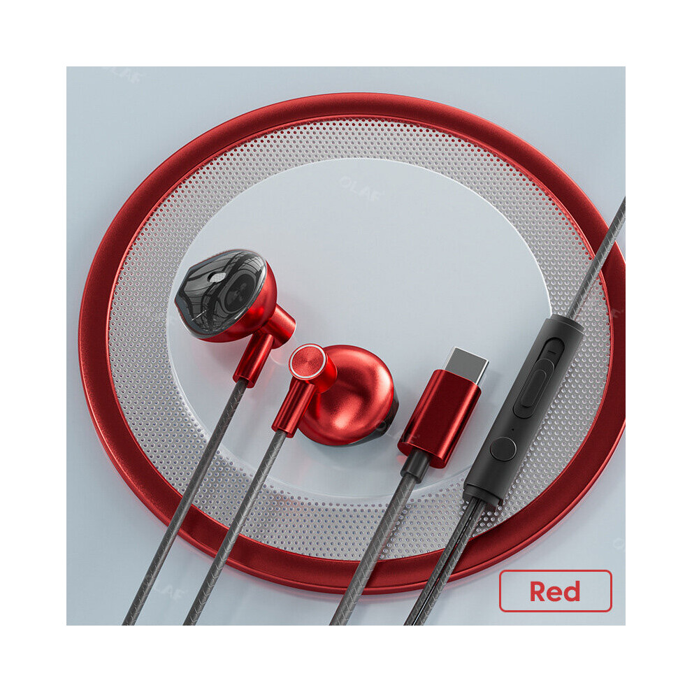 (A- Type C) 3.5Mm/Type-C Headphones Sport Music Headset 9D Surround Earphones Mic In-Ear Wi Headphones Universal Earbud Earphone With Mic Red 4851204942995