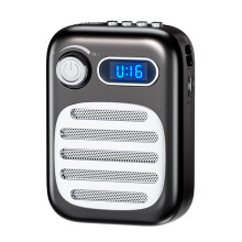 (a-Black) Portable Voice Amplifier Megaphone Mini FM Radio Bluetooth Audio Speaker With Microphone Rechargeable Ultralight for Teachers