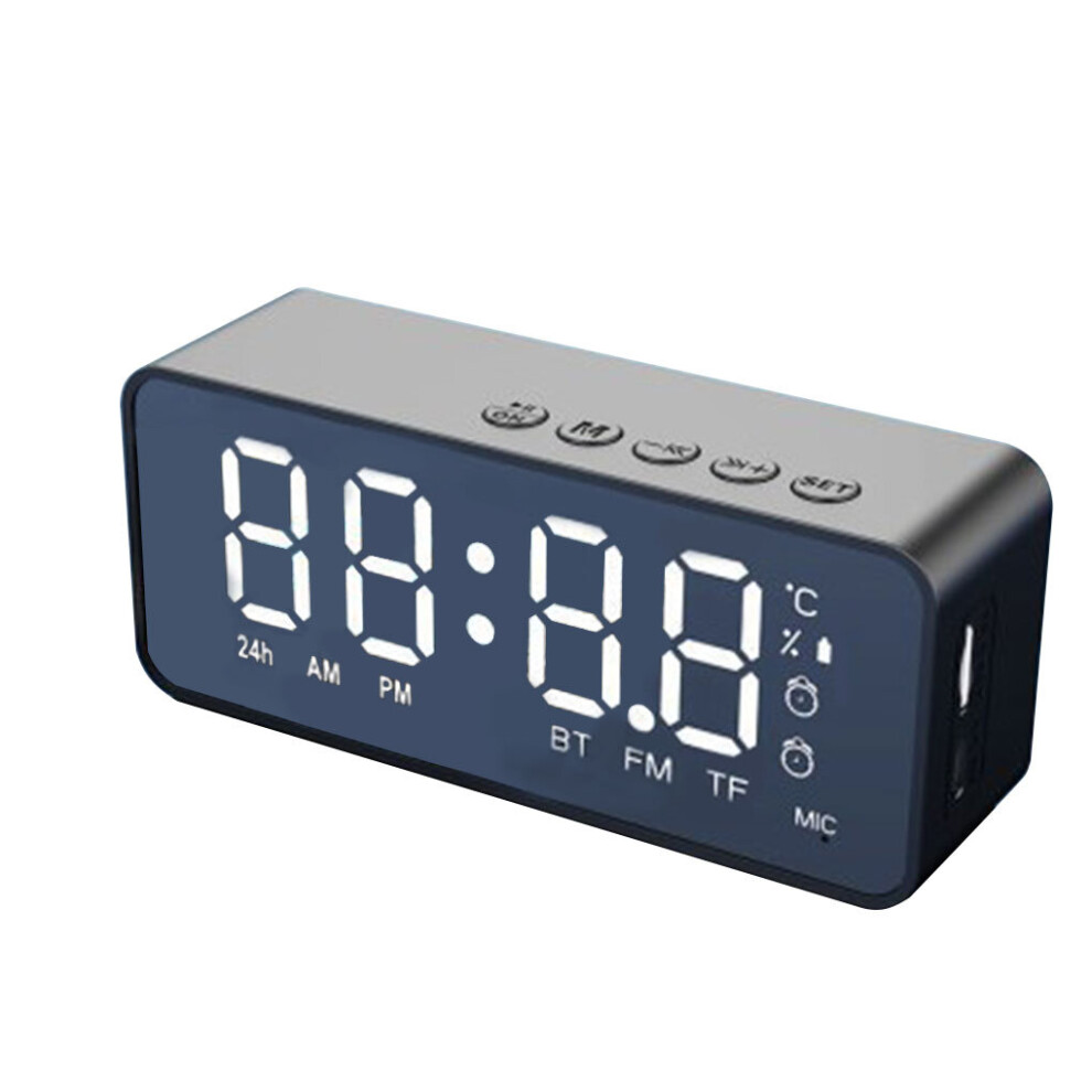(A-No 01) Mini Loudspeaker Bluetooth V5 0 Adjustable Alarm Clock Led Surround Sound Audio Speaker White 4854472186696