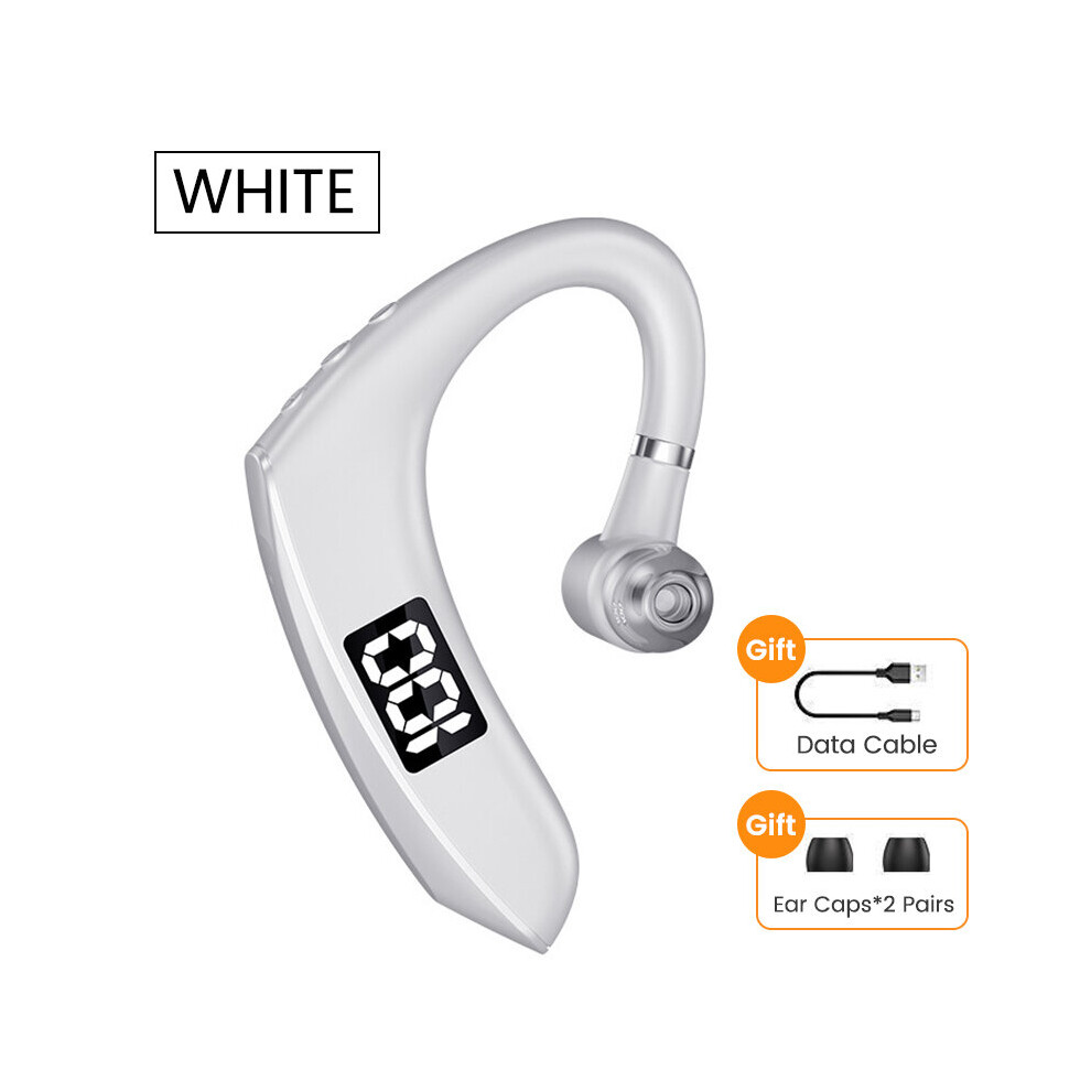 (A-G8 With Led) Olaf Business Wireless Headphones V5.2 Earbuds With Power Display Bluetooth Earphones Single In Ear Hook Headset Gamer Earphone White 4851204961484