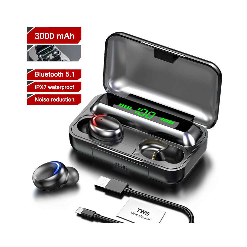 (A-Bluetooth Headphones) F9 Tws Headphones Bluetooth Headsets Wireless Earphones With Mic 3000Mah Charging Box 9D Hifi Stereo Sports Earbuds Free Ship 4851204911496
