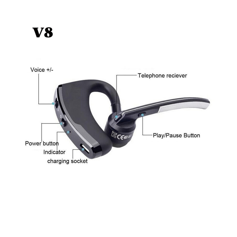 (A-V8) V8 Bluetooth Earphone Wireless Headphones Mic Audiophile Headphones Business Headset Earbuds For Iphone Samsung Huawei Xiaomi 4851204993065