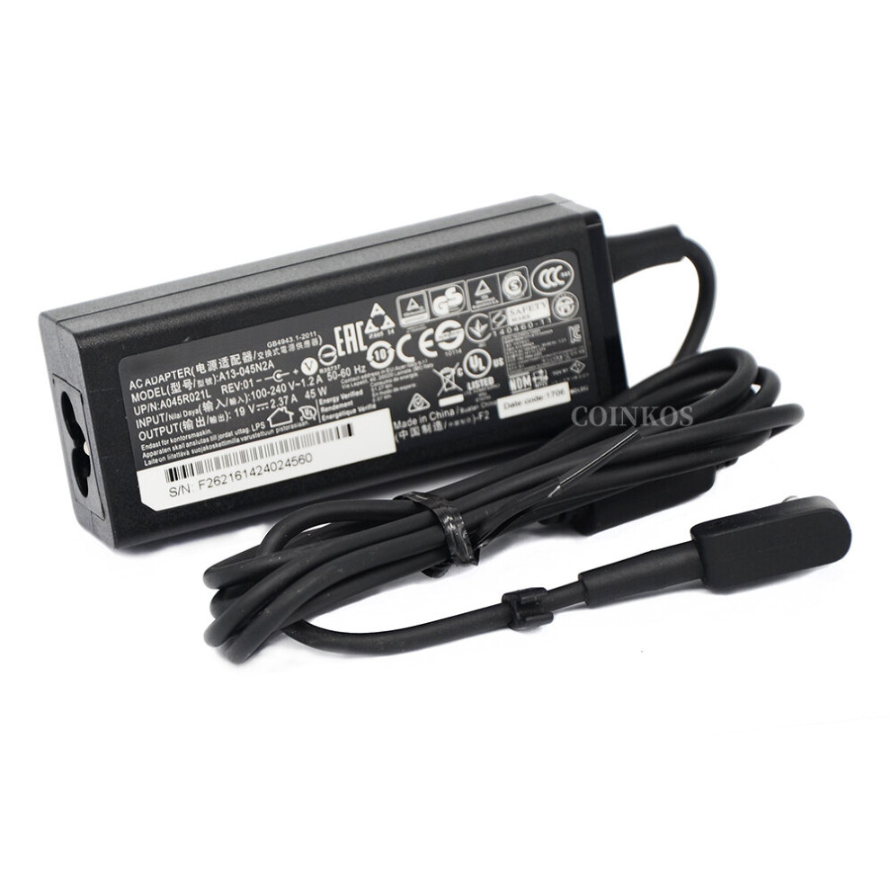 (A-Adapter And Cable) 45W 19V 2.37A Laptop Power Adapter Charger For Aspire E5-422 E5-473 E5-473T E5-522 E5-532 E5-532T E5-573T 5.5X1.7mm Cable Cord 4855672974571