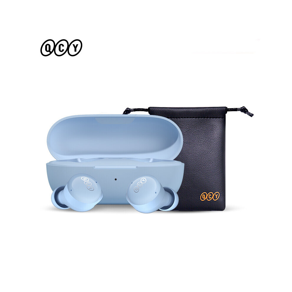 (A-T17 With Pouch) Qcy T17 Earphone Tooth True Wireless Earbuds Bt5.1 Hifi Headphone Touch Control Low Latency Mode Enc Earbud Long Standby 2 Blue 4851204870465