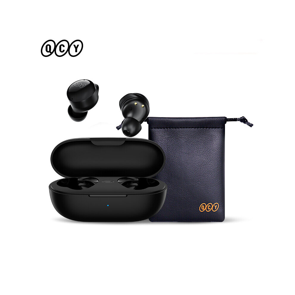 (A-T17 With Pouch) Qcy T17 Earphone Bluetooth True Wireless Earbuds Bt5.1 Hifi Headphone Touch Control Low Latency Mode Enc Earbud Long Standby Black 4851204870441
