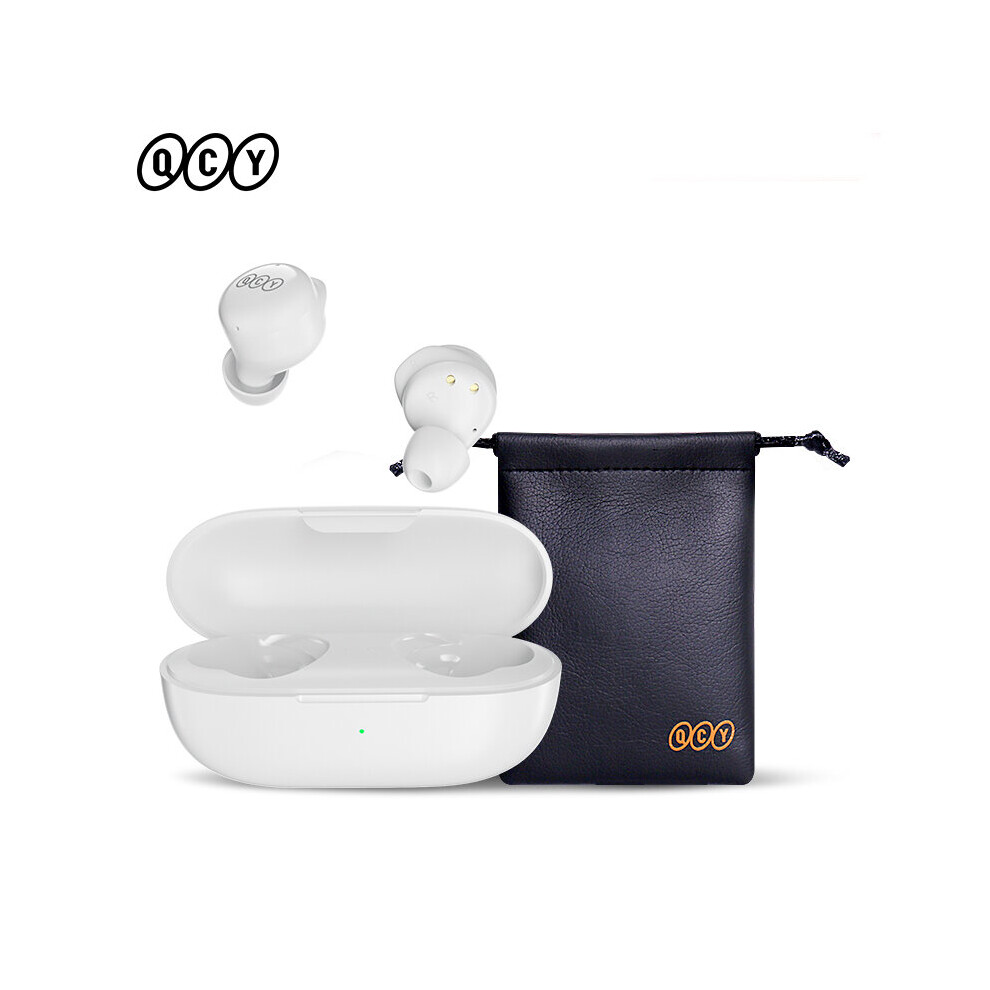 (A-T17 With Pouch) Qcy T17 Earphone Bluetooth True Wireless Earbuds Bt5.1 Hifi Headphone Touch Control Low Latency Mode Enc Earbud Long Standby White 4851204870489