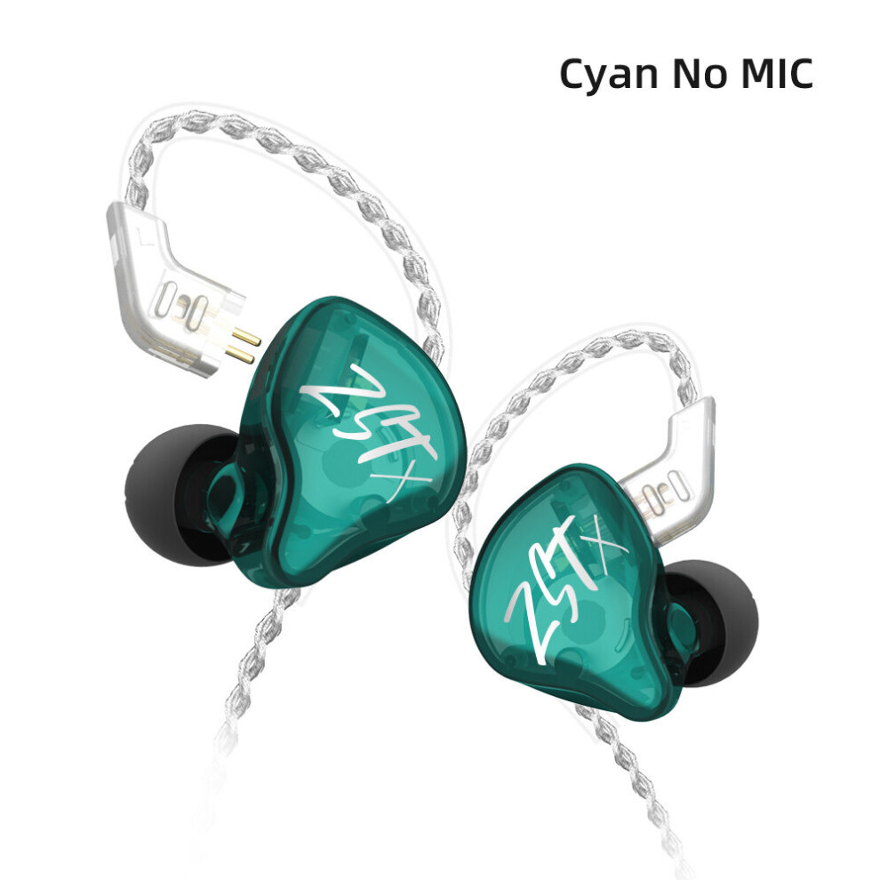 (A-Zst X No Mic) Kz Zst X Hybrid Technology Wired Earphone 1Ba+1Dd In Ear Game Sport Earbuds Headset With Microphone Noise Cancelling Headphones Cyan 4851205027936