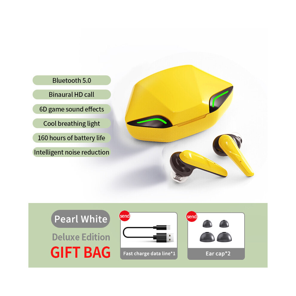 (a-yellow) Earphones Wireless Low Latency TWS Bluetooth Headphones Gaming Headsets Waterproof TWS Earbuds Touch Control Game/Music Mode-image-OPC-PBYRVJS-NEW