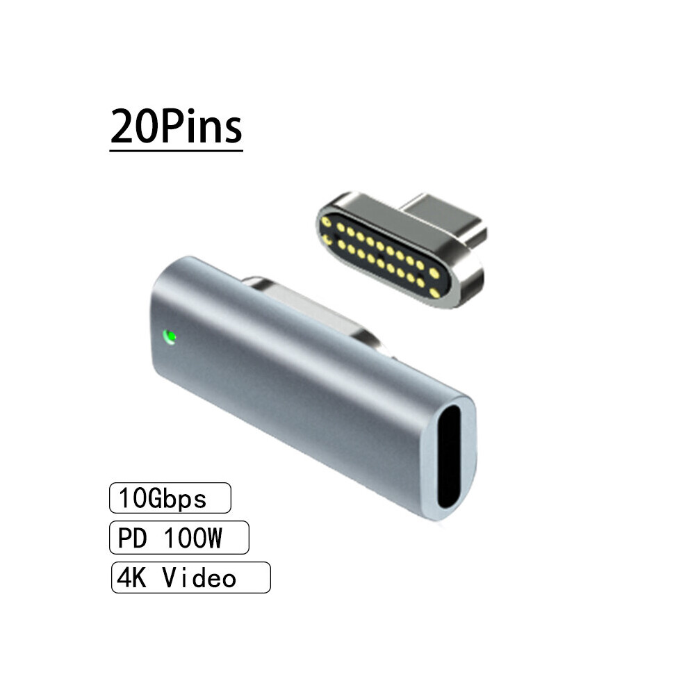 (A-20Pin L ) Magnetic Usb C Adapter 24Pins Type C Connector Pd 100W Fast Charging 40Gbp/S Converter For Thunderbolt 3 Ipad Macbook Pro Switch Grey 4855672921681